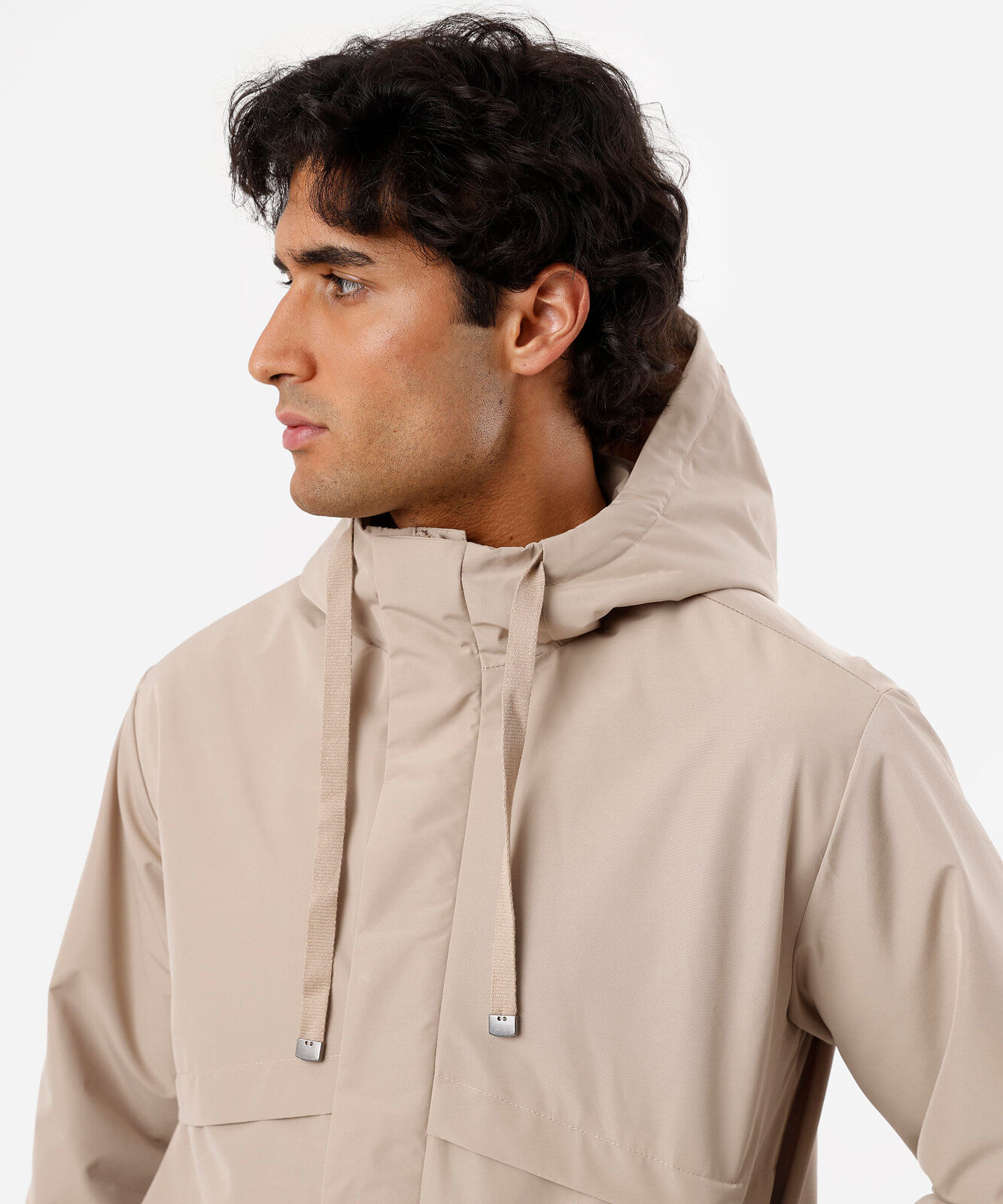 jaqueta masculina com capuz bege