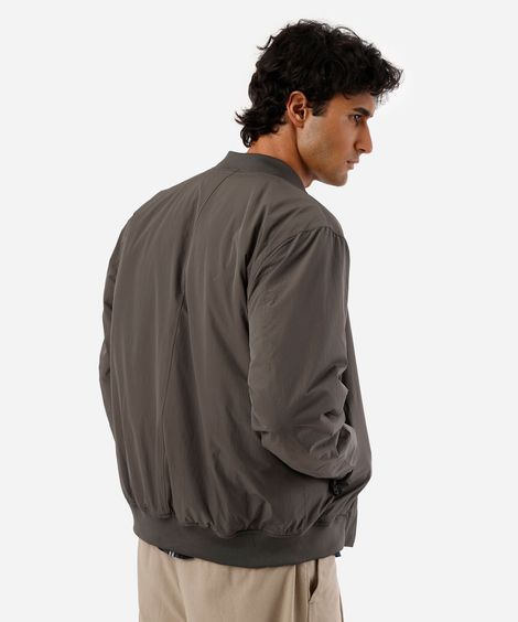 jaqueta bomber masculina com bolsos cinza