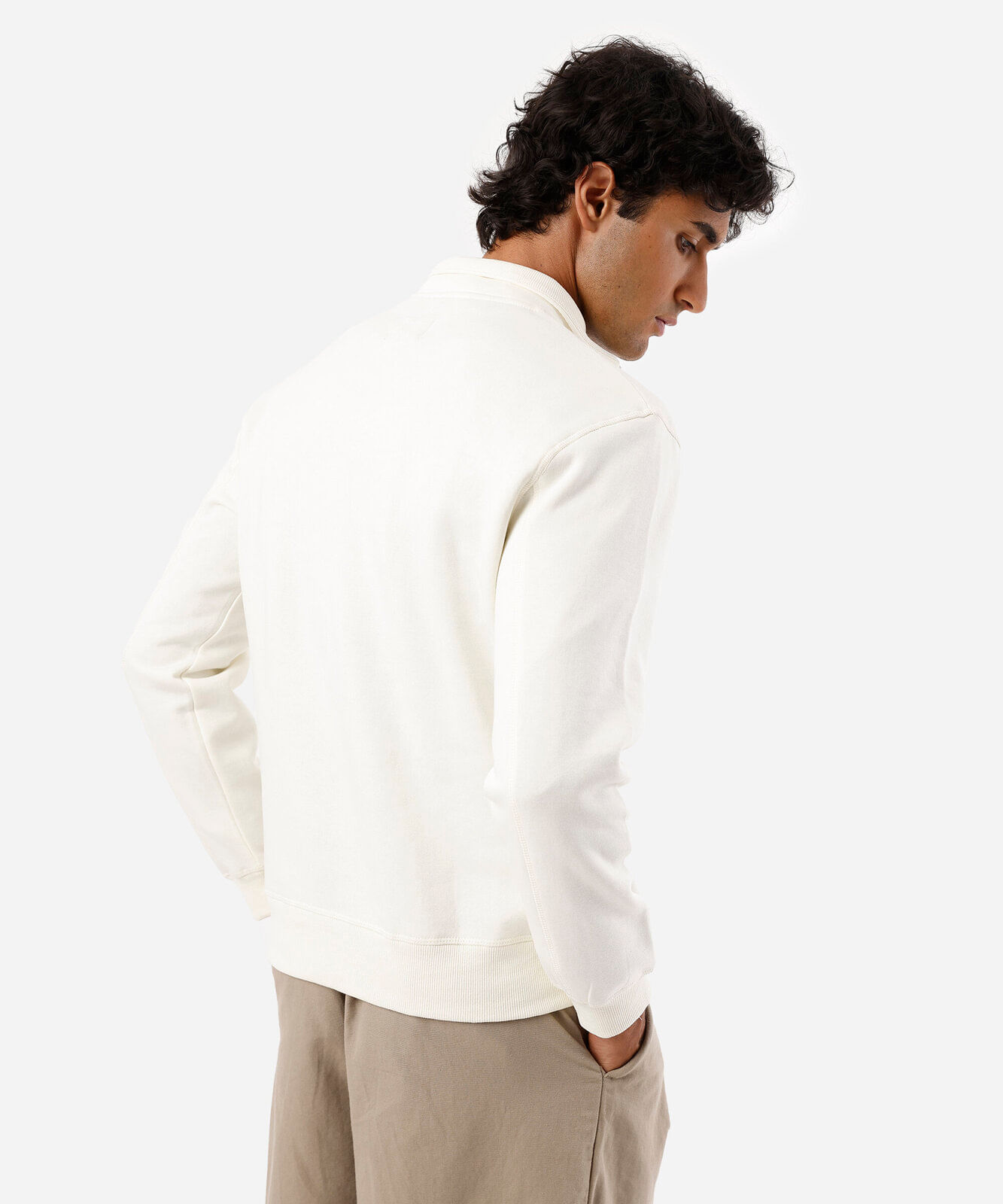blusão masculino de moletom gola alta com zíper off white