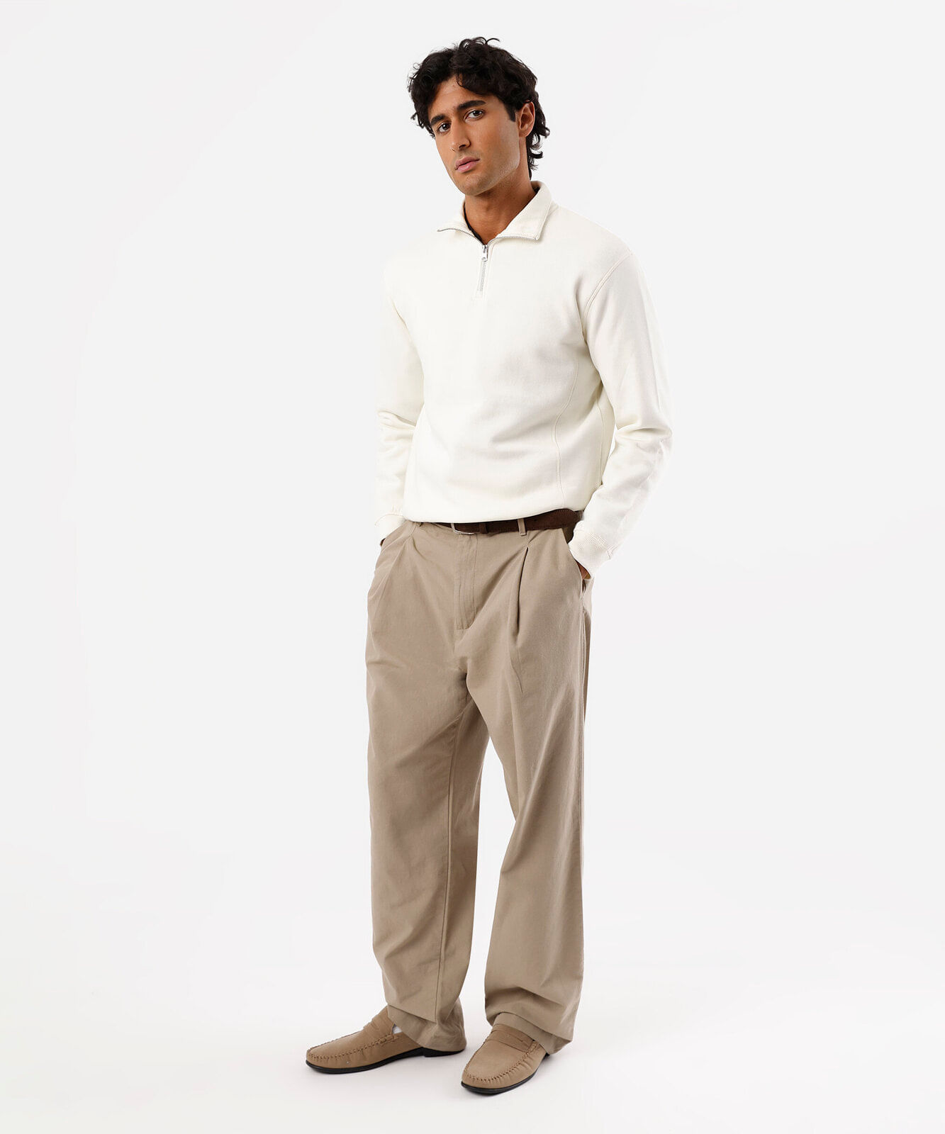 blusão masculino de moletom gola alta com zíper off white