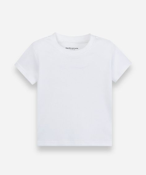 camiseta infantil manga curta algodão peruano off white