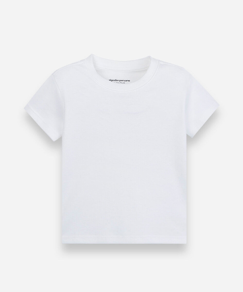camiseta infantil manga curta algodão peruano off white