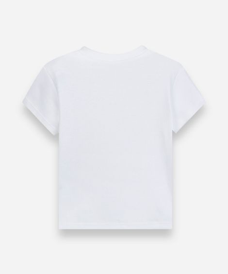 camiseta infantil manga curta algodão peruano off white