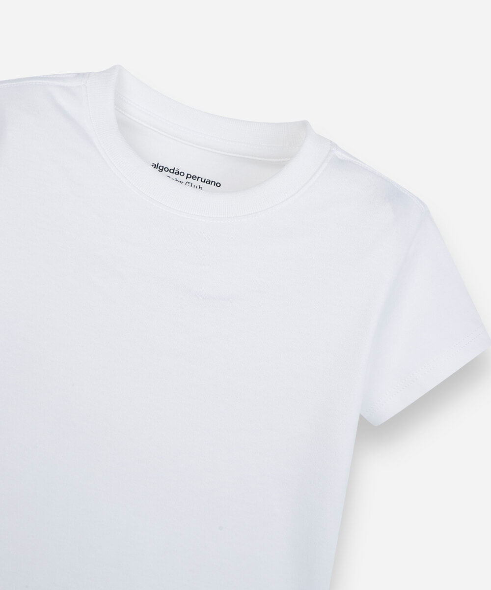 camiseta infantil manga curta algodão peruano off white