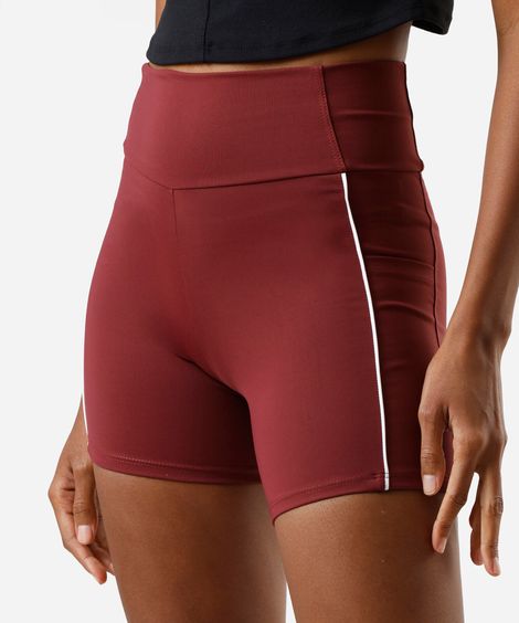 bermuda feminina esportiva com nervura vinho