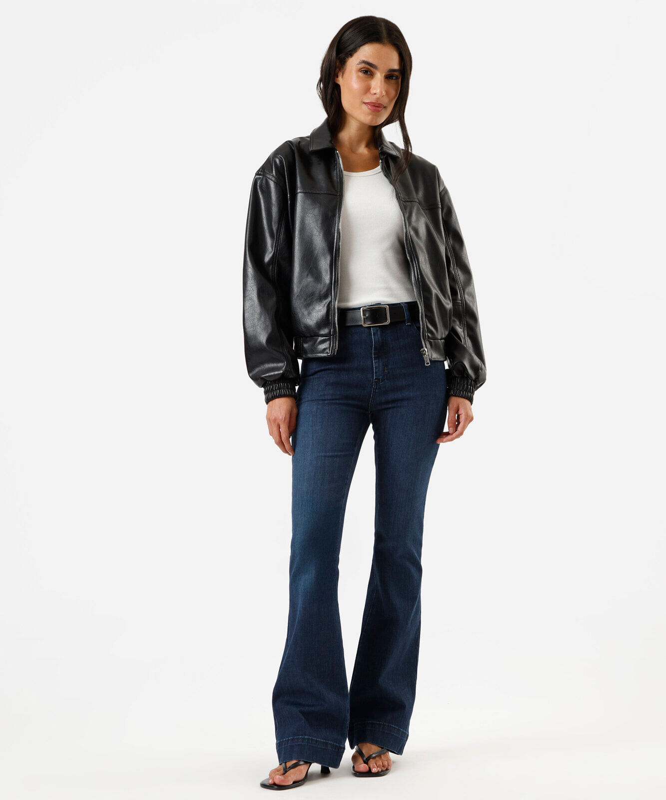 calça flare feminina jeans cintura alta azul