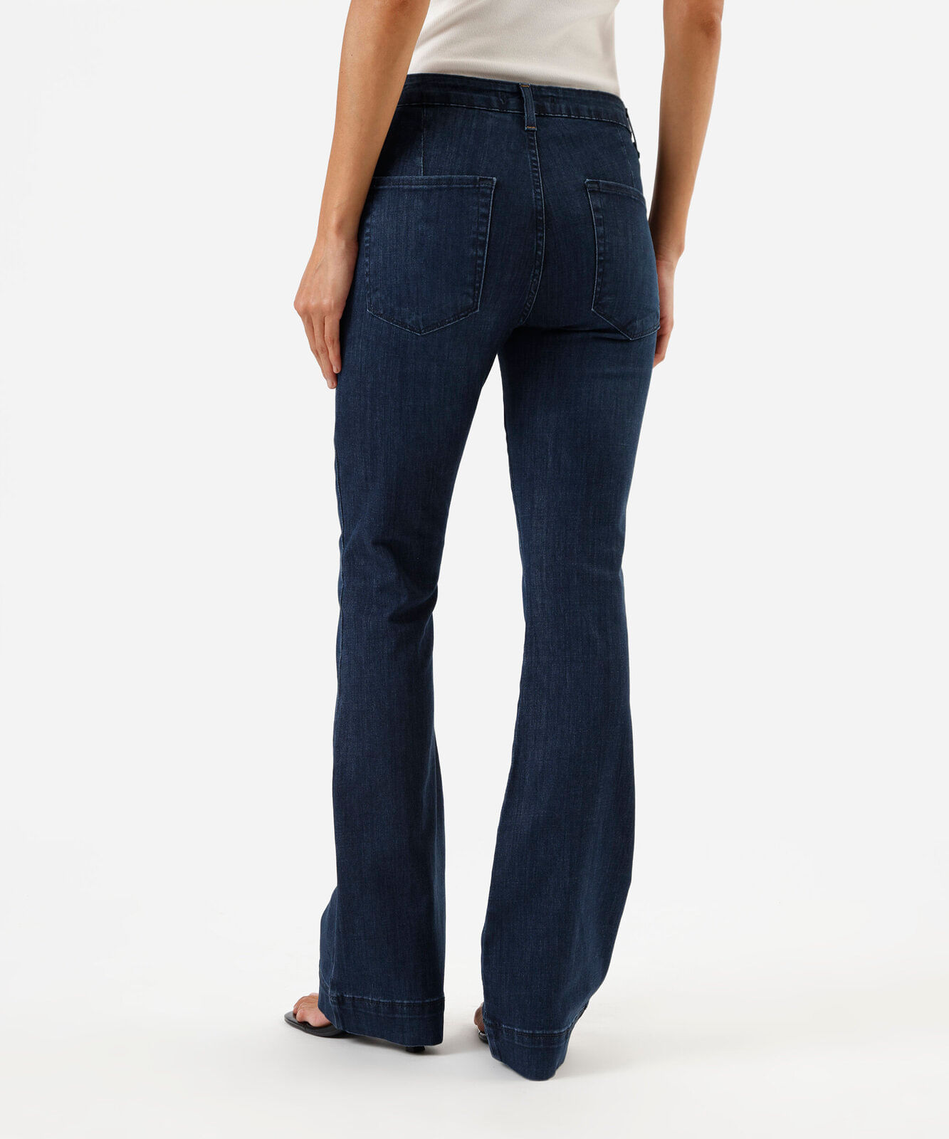calça flare feminina jeans cintura alta azul