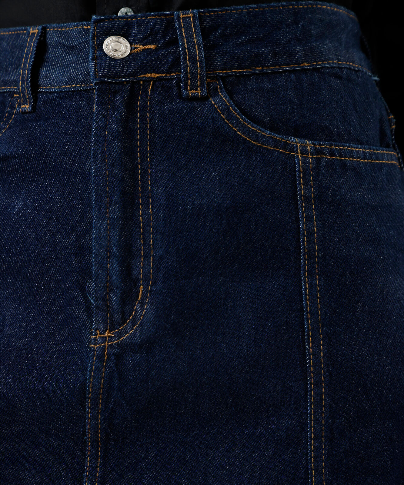 short saia feminino jeans com recortes cintura alta azul