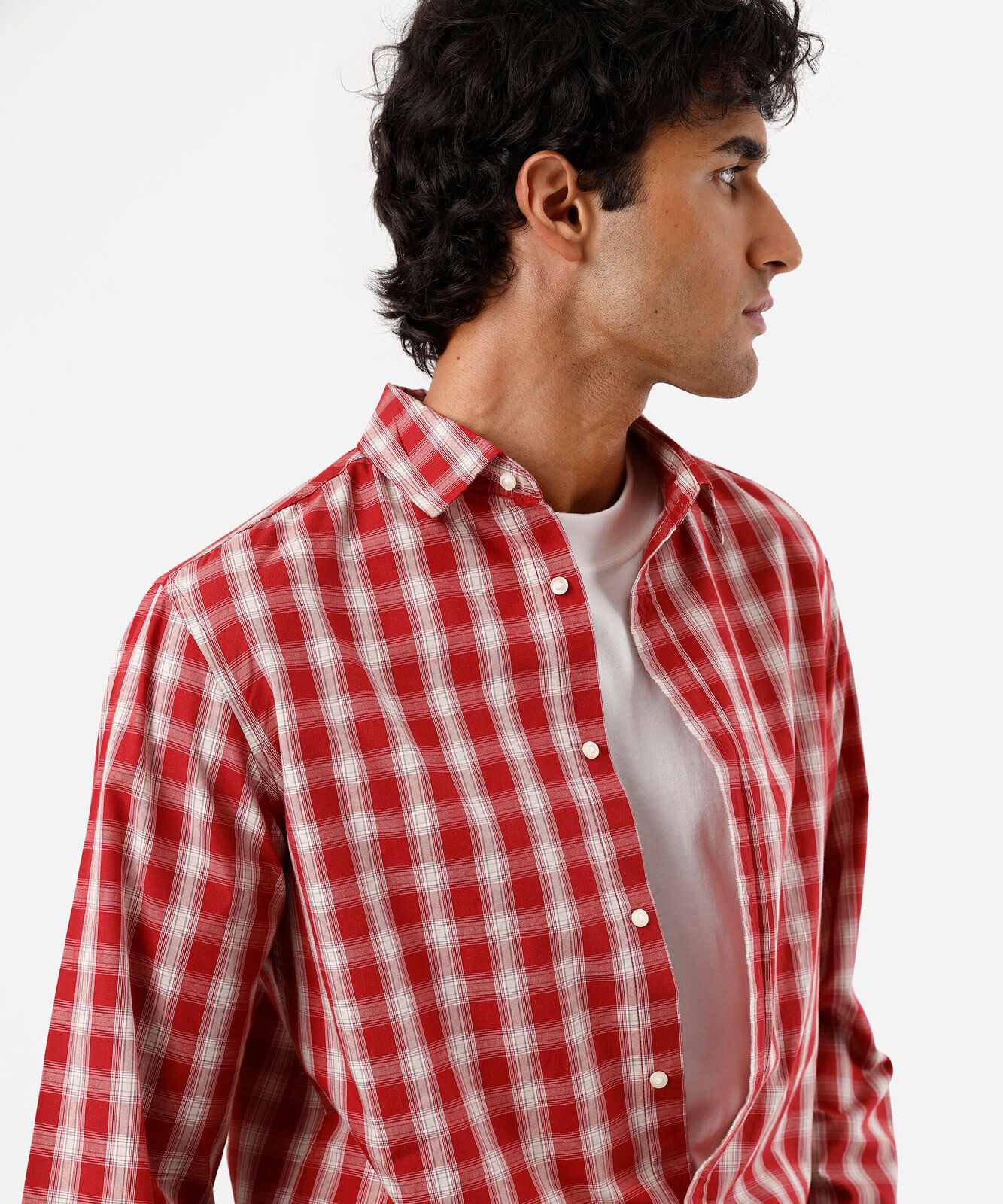 camisa masculina com algodão manga longa xadrez vermelha