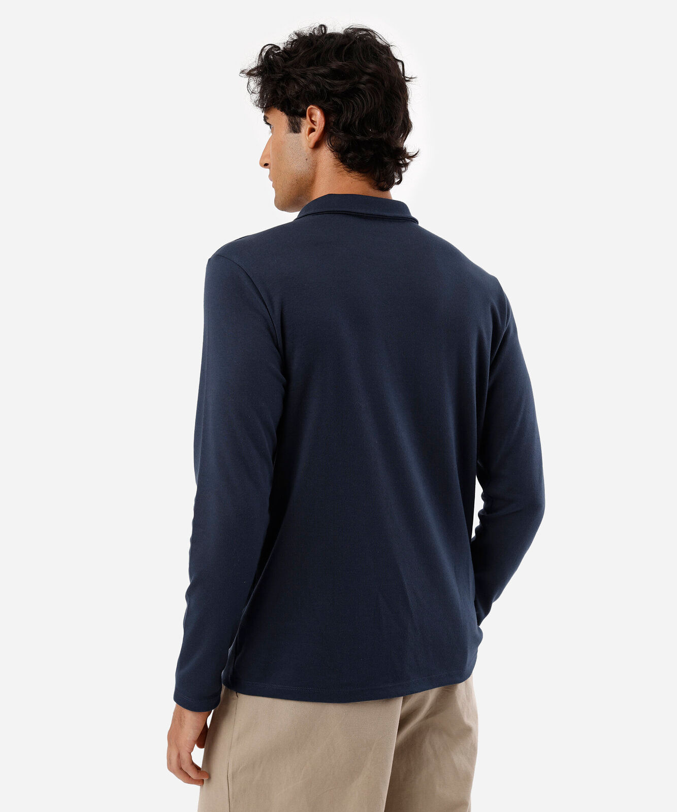 polo masculina com algodão manga longa azul