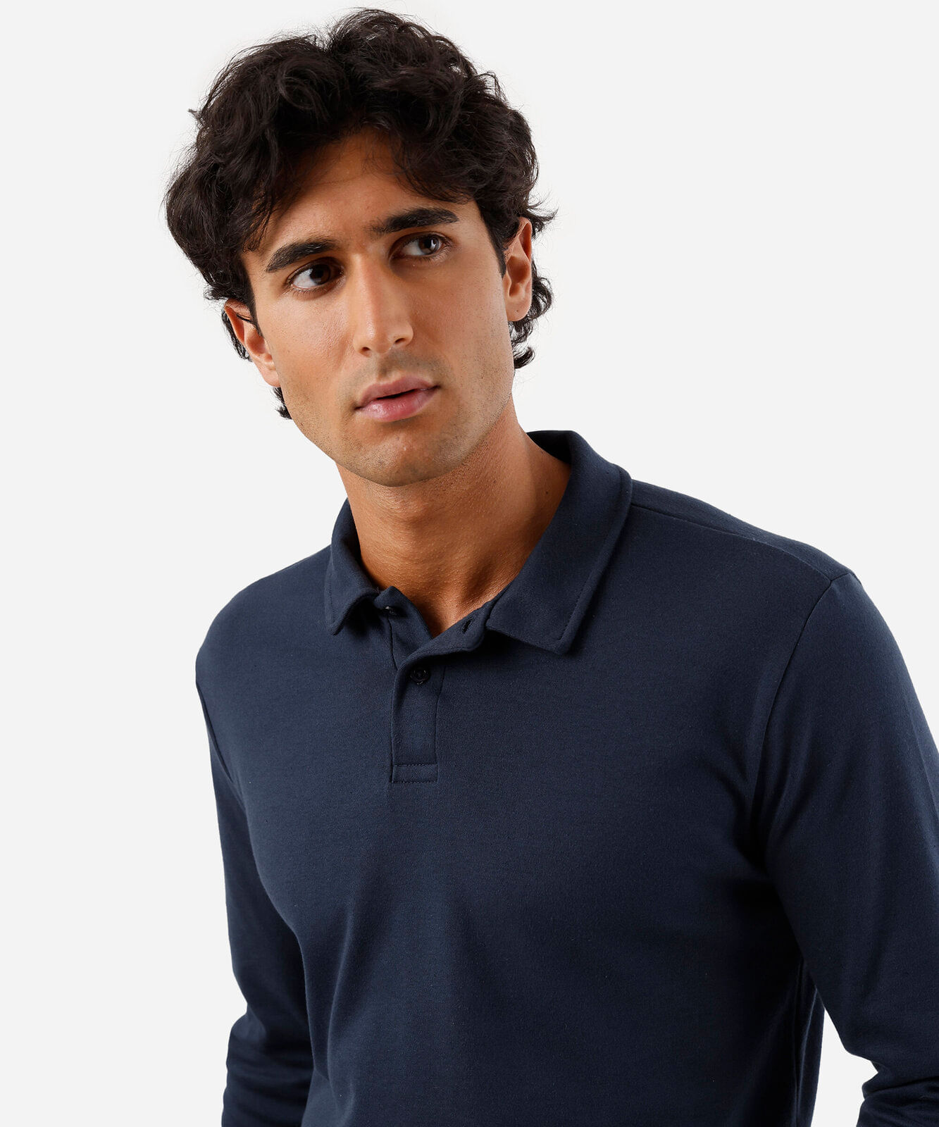 polo masculina com algodão manga longa azul