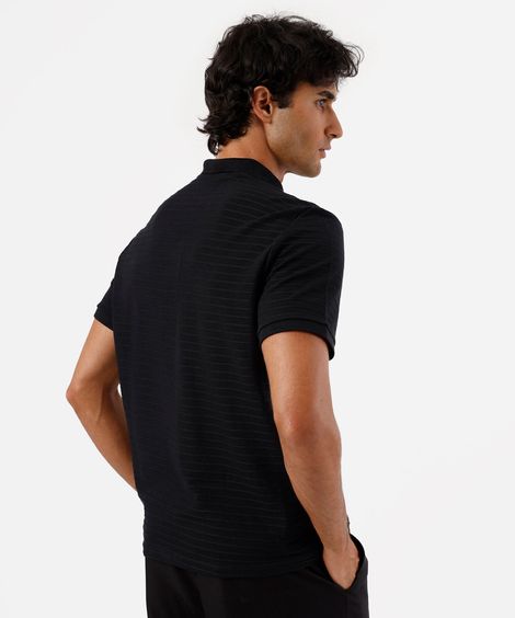 polo masculina com algodão manga curta texturizada preta