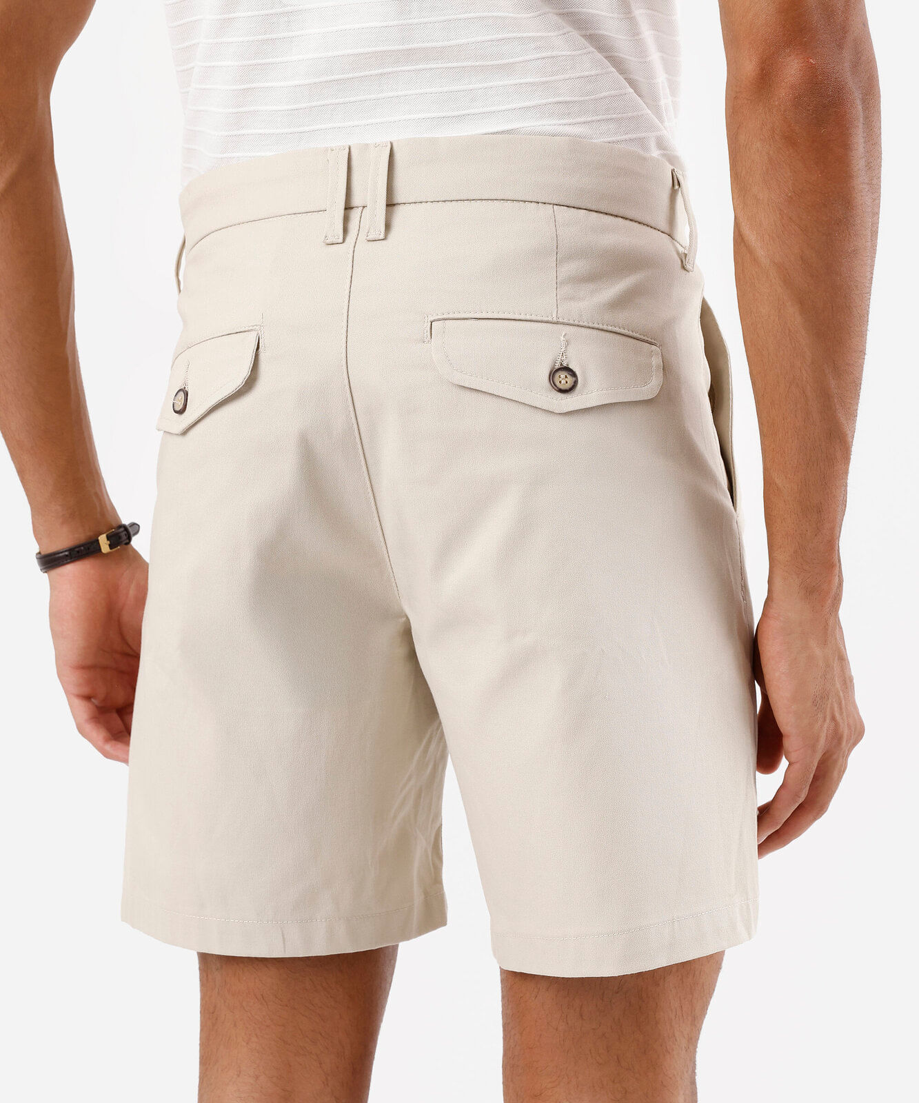 bermuda reta masculina de sarja bege