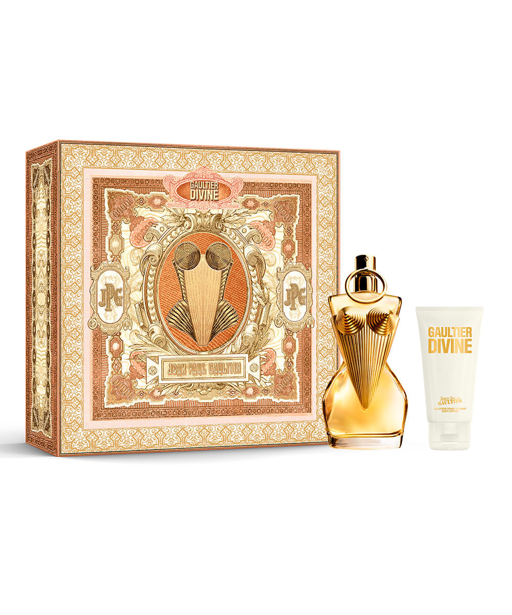 kit perfume feminino jean paul gaultier gaultier divine edp 50ml creme corporal 75ml