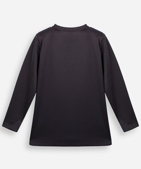 camiseta infantil manga longa esportiva com refletivo cinza