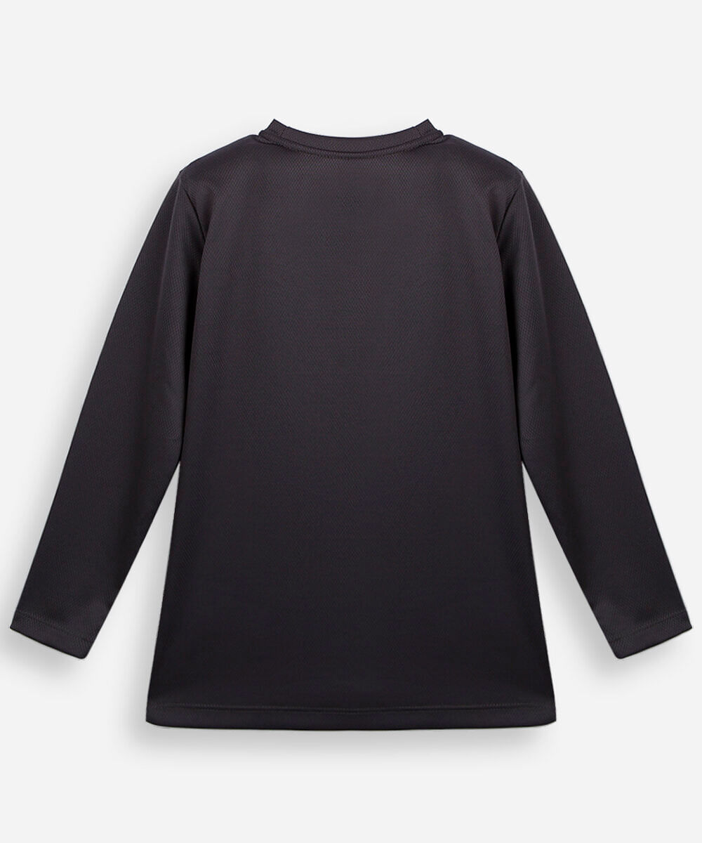 camiseta infantil manga longa esportiva com refletivo cinza
