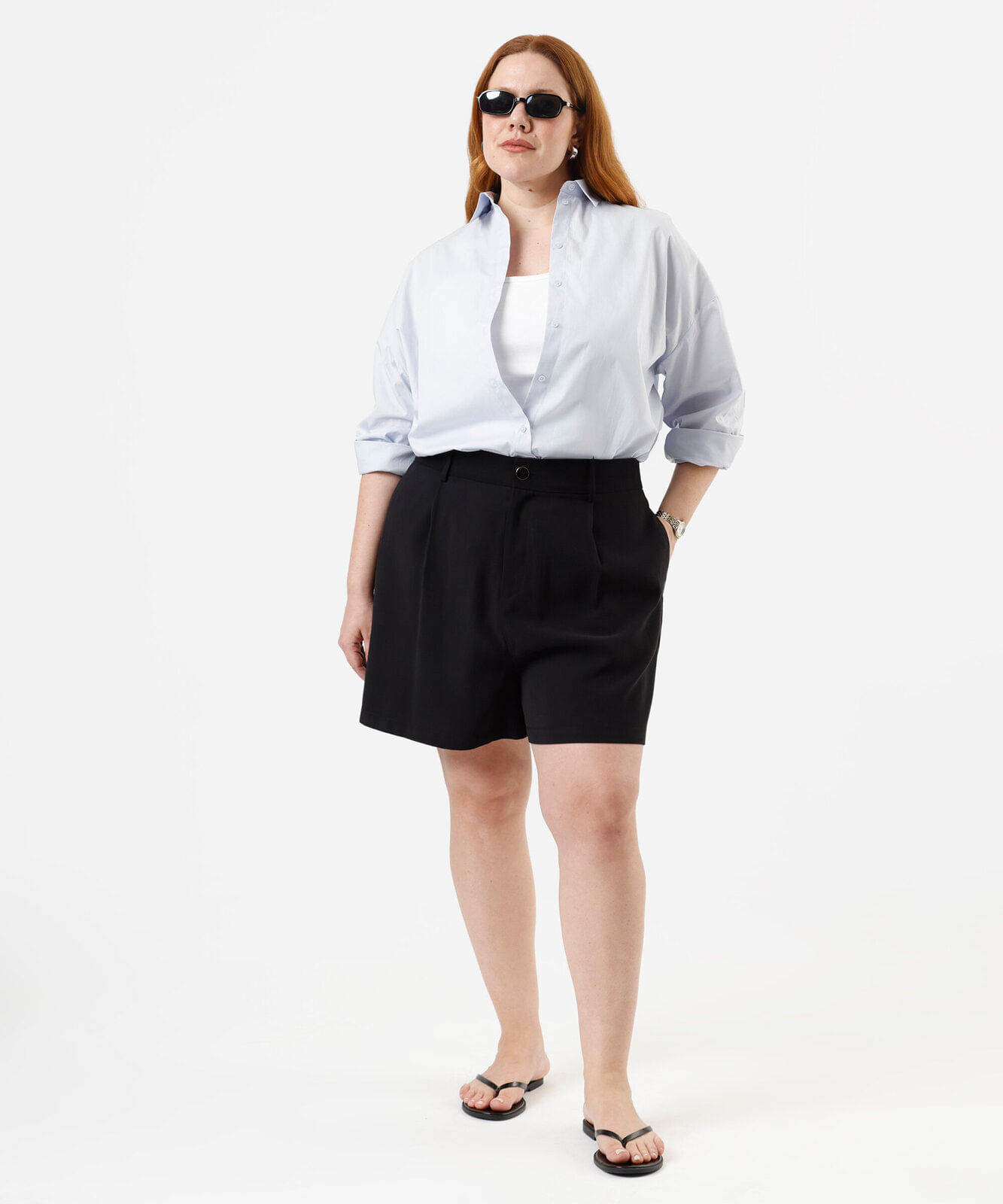 camisa oversized feminina de algodão manga longa plus size azul