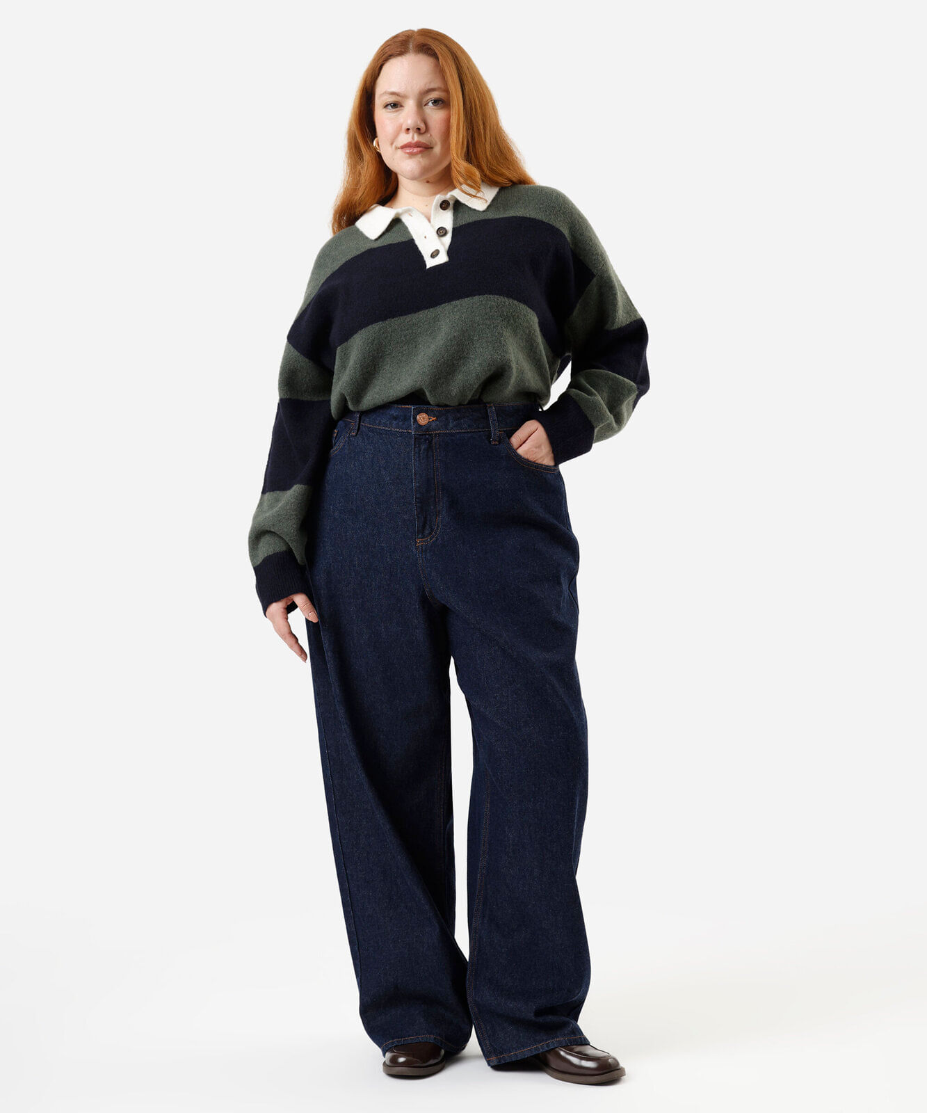 suéter feminino de tricot com lã e gola listrado plus size verde
