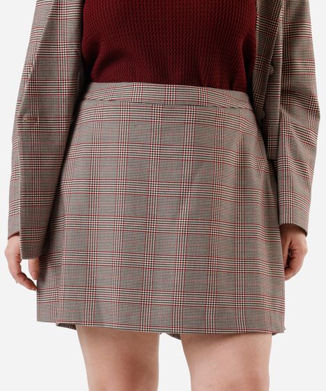 short saia de alfaiataria feminino xadrez plus size vinho