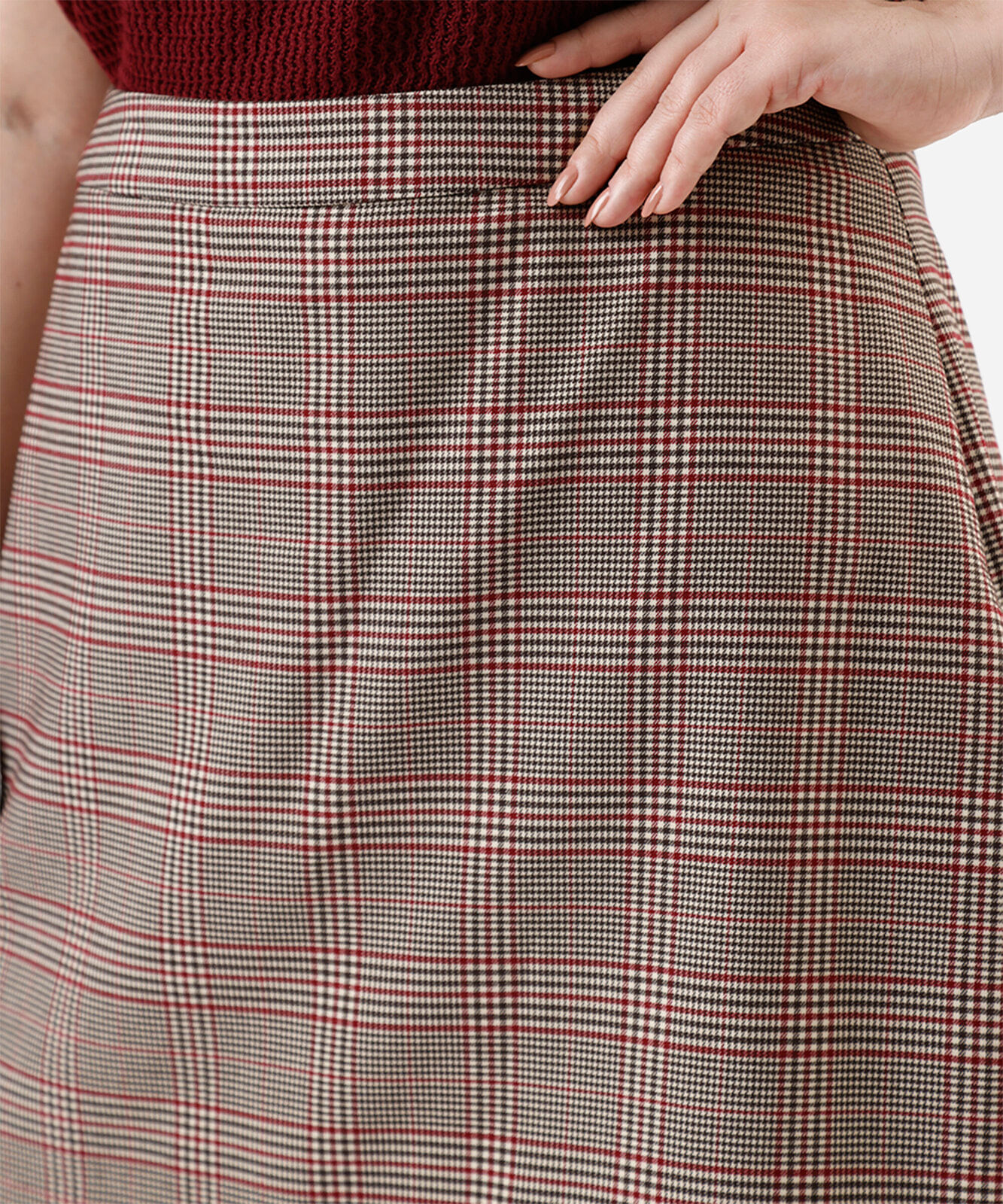 short saia de alfaiataria feminino xadrez plus size vinho
