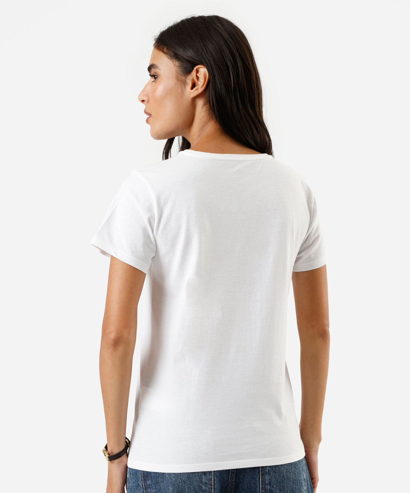 camiseta feminina de algodão manga curta estampada off white