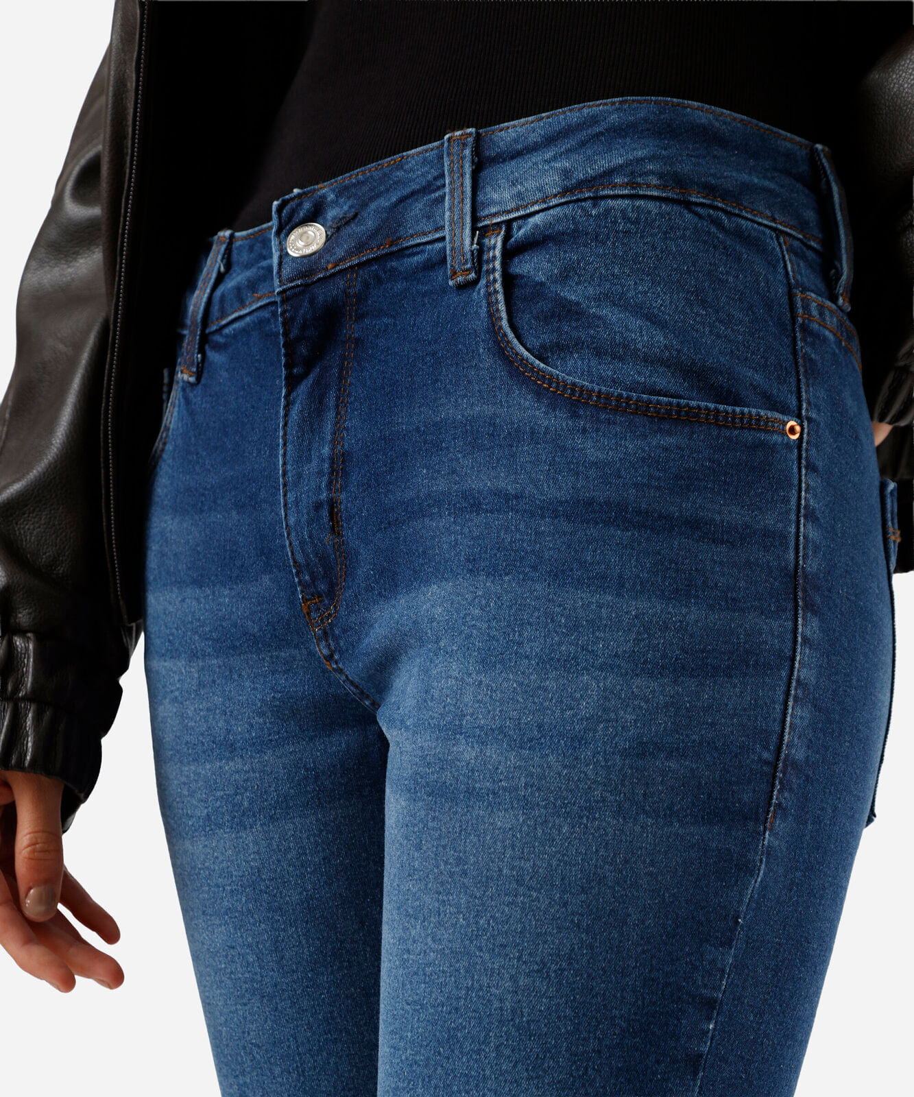 calça skinny feminina jeans cintura média azul