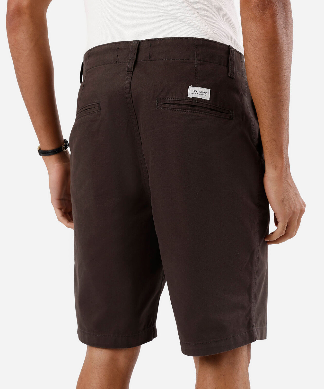 bermuda de sarja masculina reta marrom