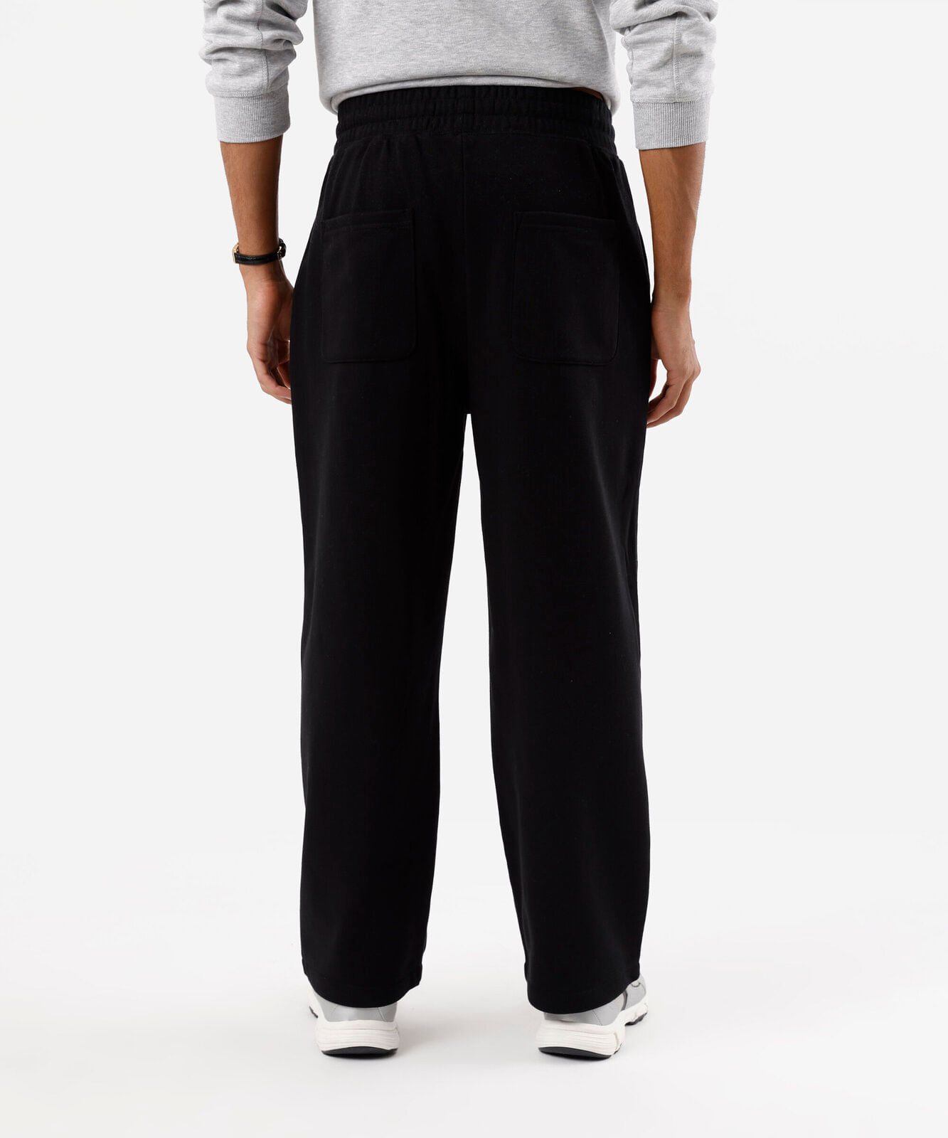 calça wide leg masculina de moletom cós elástico preta