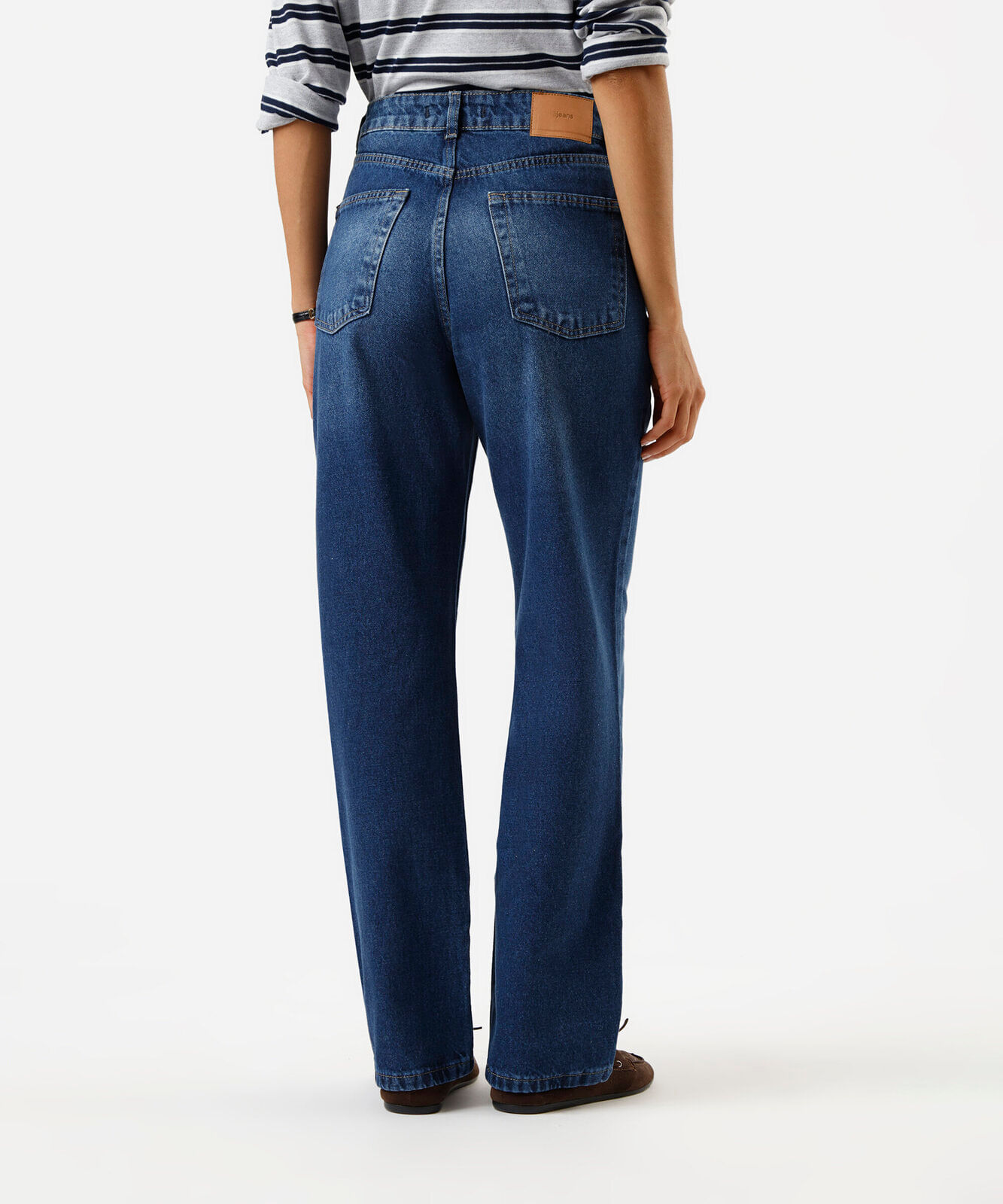 calça wide leg feminina jeans cintura alta azul