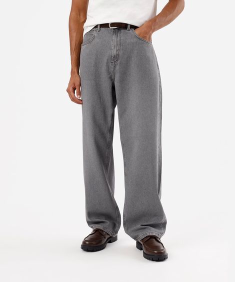 calça baggy masculina jeans cinza