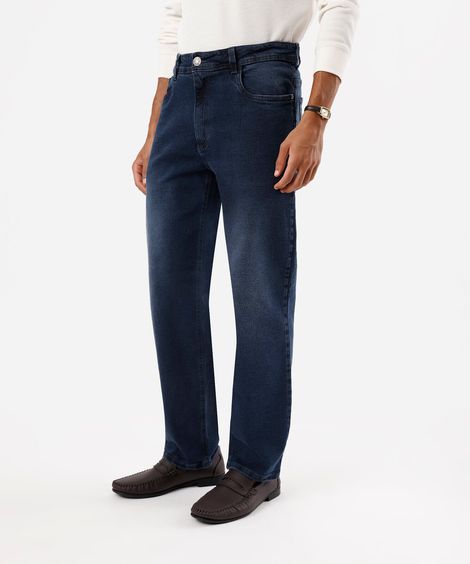 calça reta masculina jeans azul
