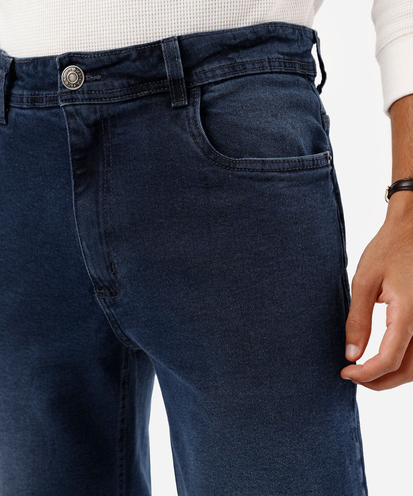 calça reta masculina jeans azul