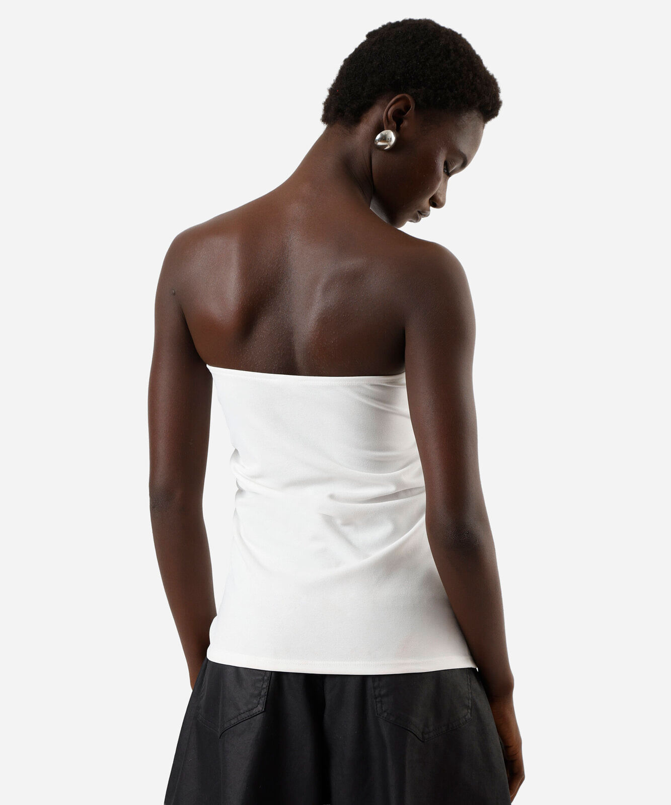 blusa sem alça feminina franzida off white