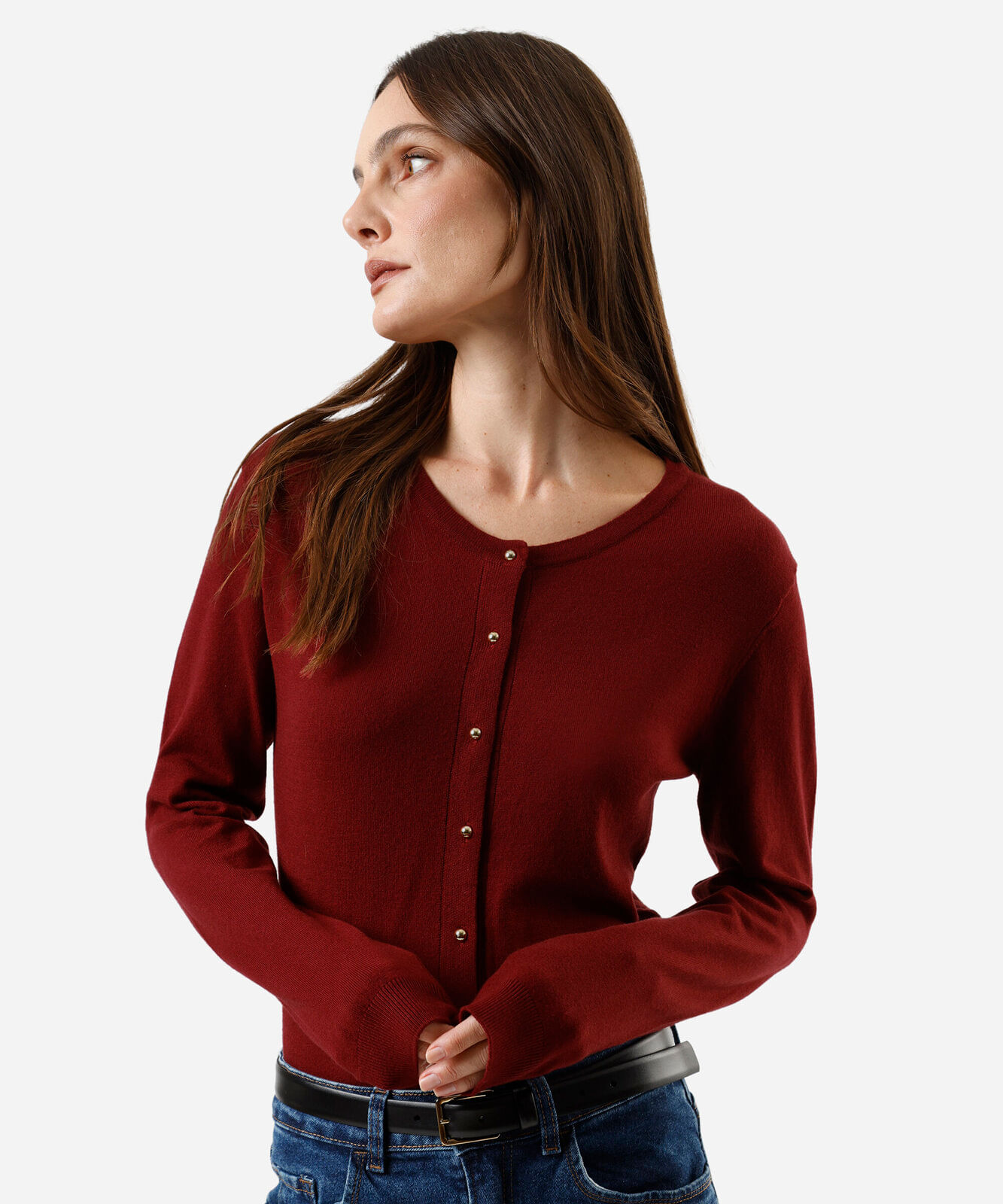 cardigan feminino de tricot vinho