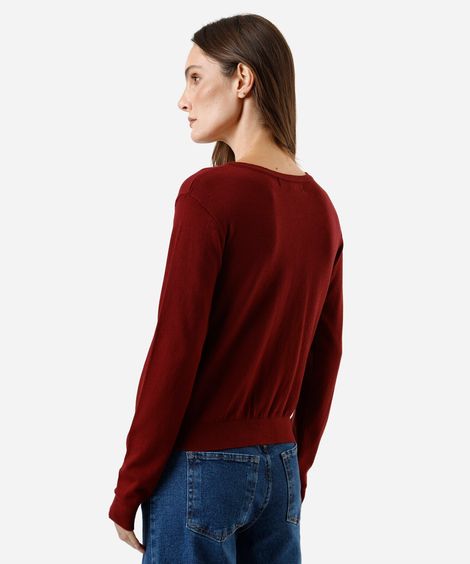 cardigan feminino de tricot vinho