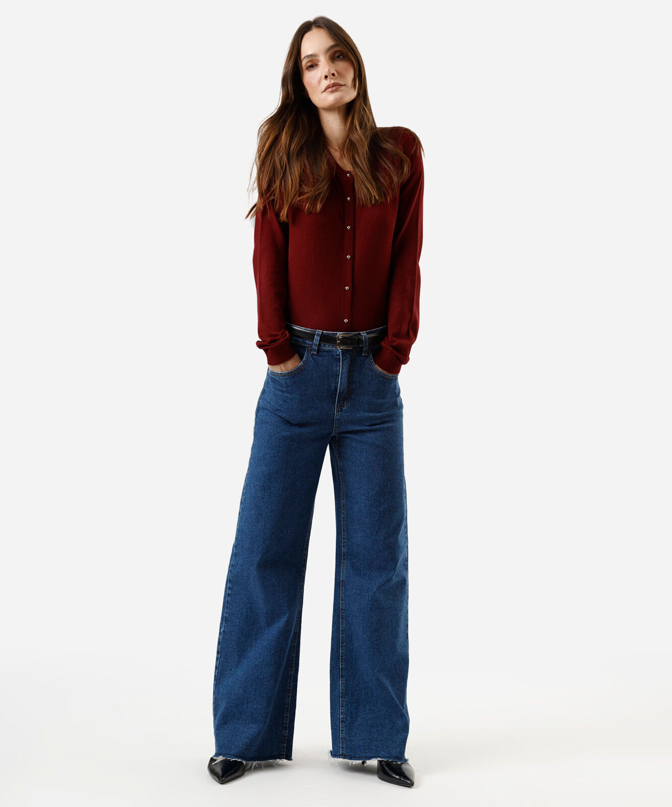 cardigan feminino de tricot vinho