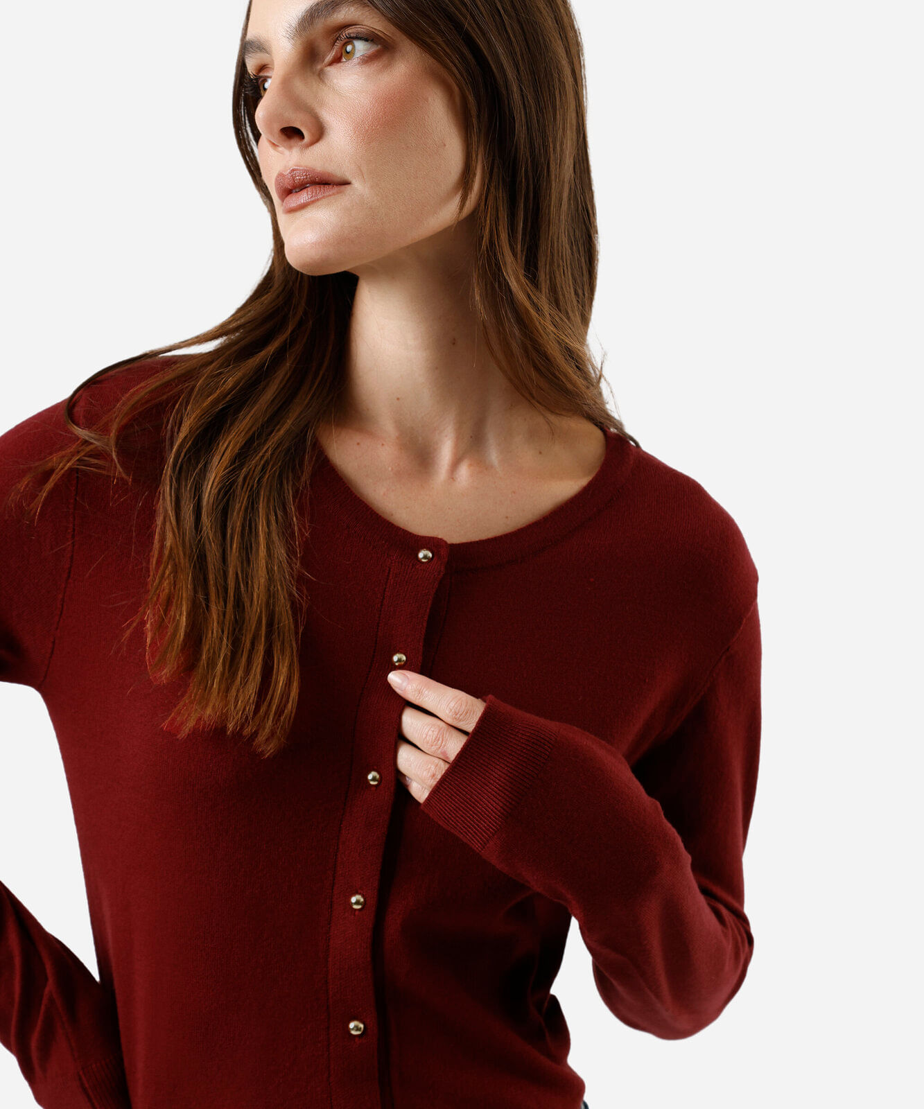 cardigan feminino de tricot vinho