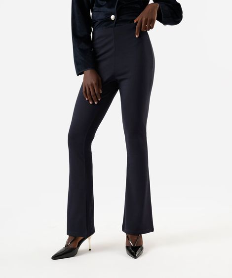 calça flare feminina com viscose cós elástico azul