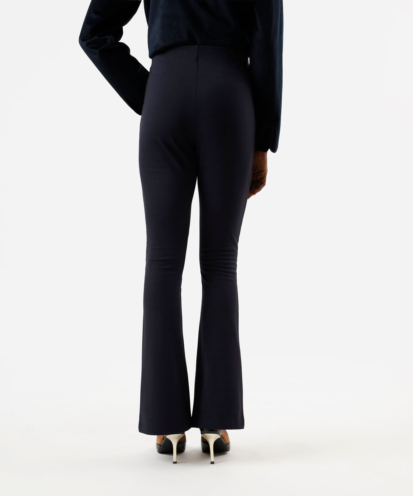 calça flare feminina com viscose cós elástico azul