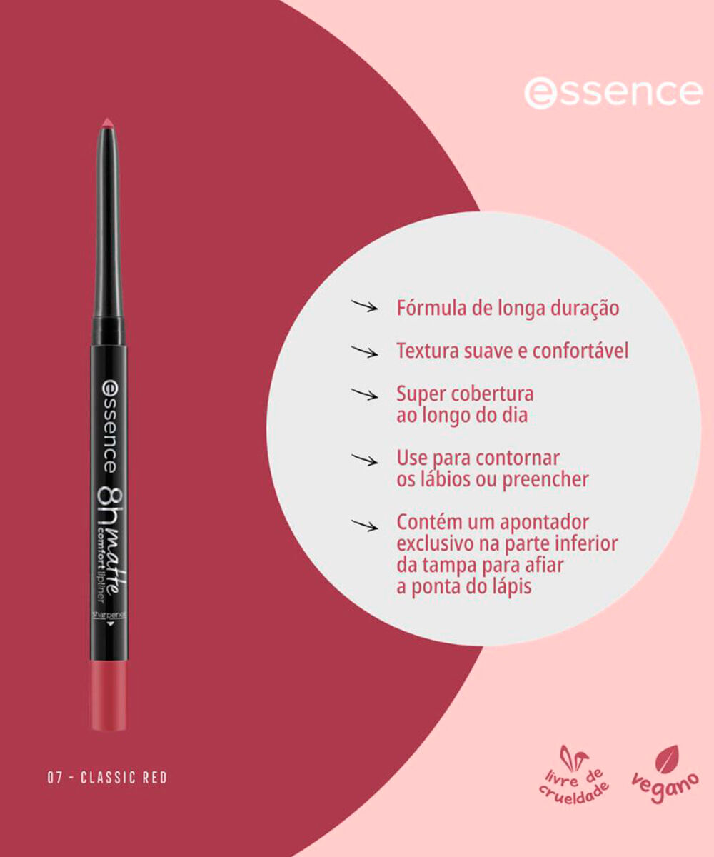 lápis labial essence 8h matte comfort lipliner 07