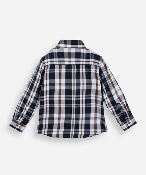 camisa infantil com algodão e bolso manga longa xadrez azul