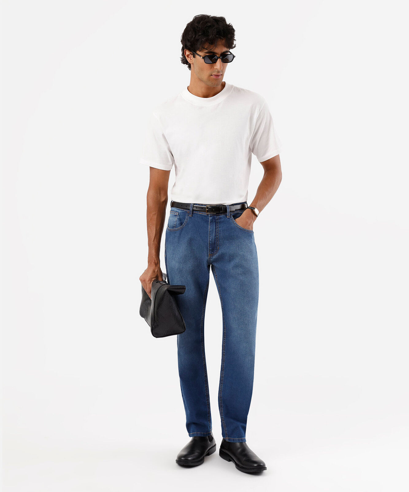 calça slim masculina jeans azul