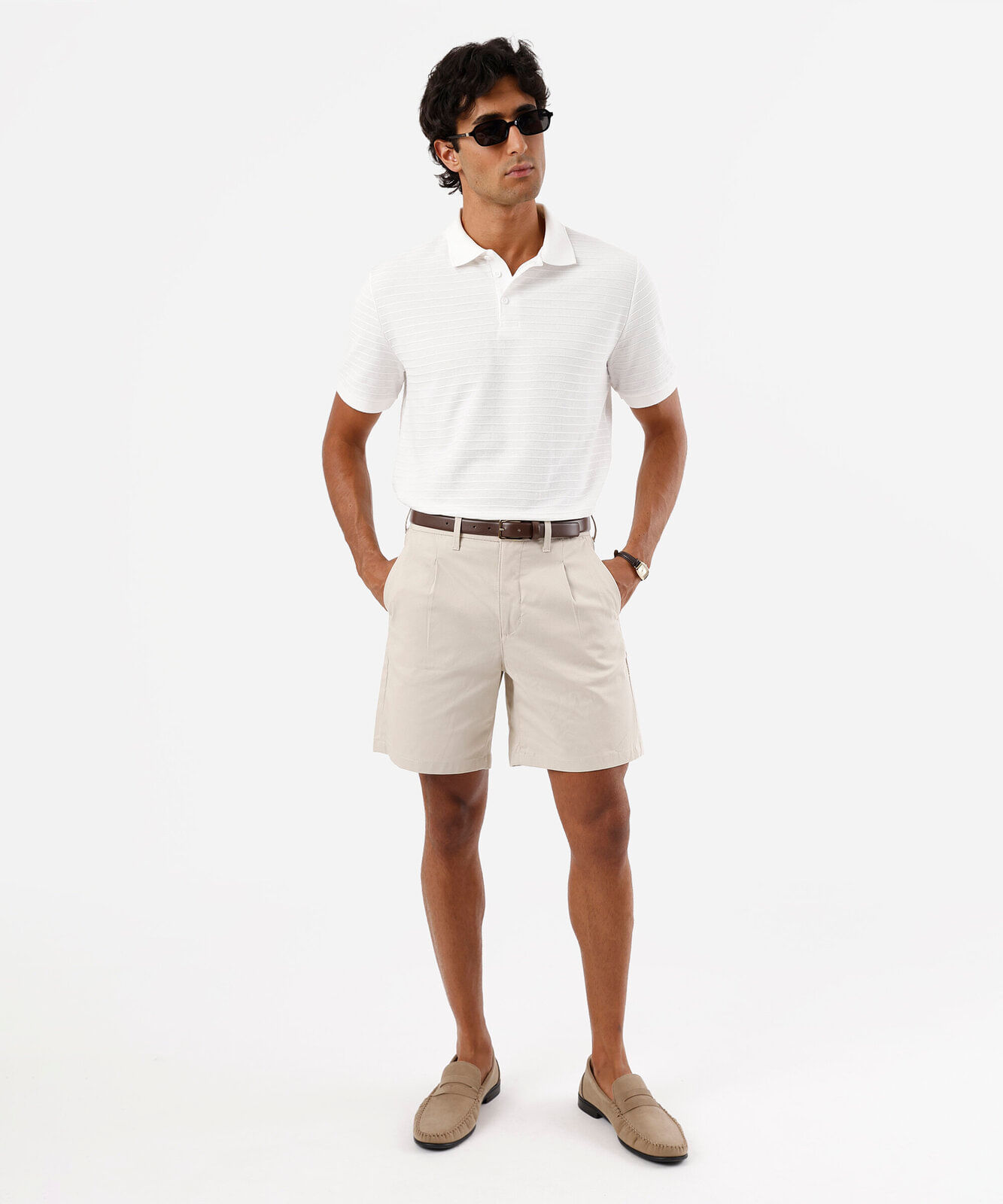 polo masculina com algodão manga curta texturizada branca