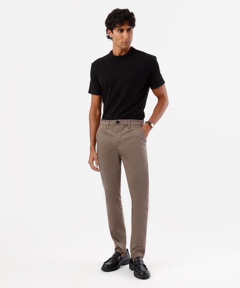 calça carrot masculina de sarja marrom
