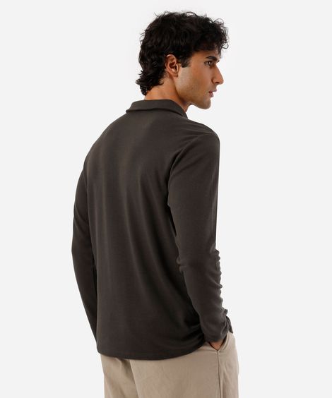 polo masculina com algodão manga longa verde