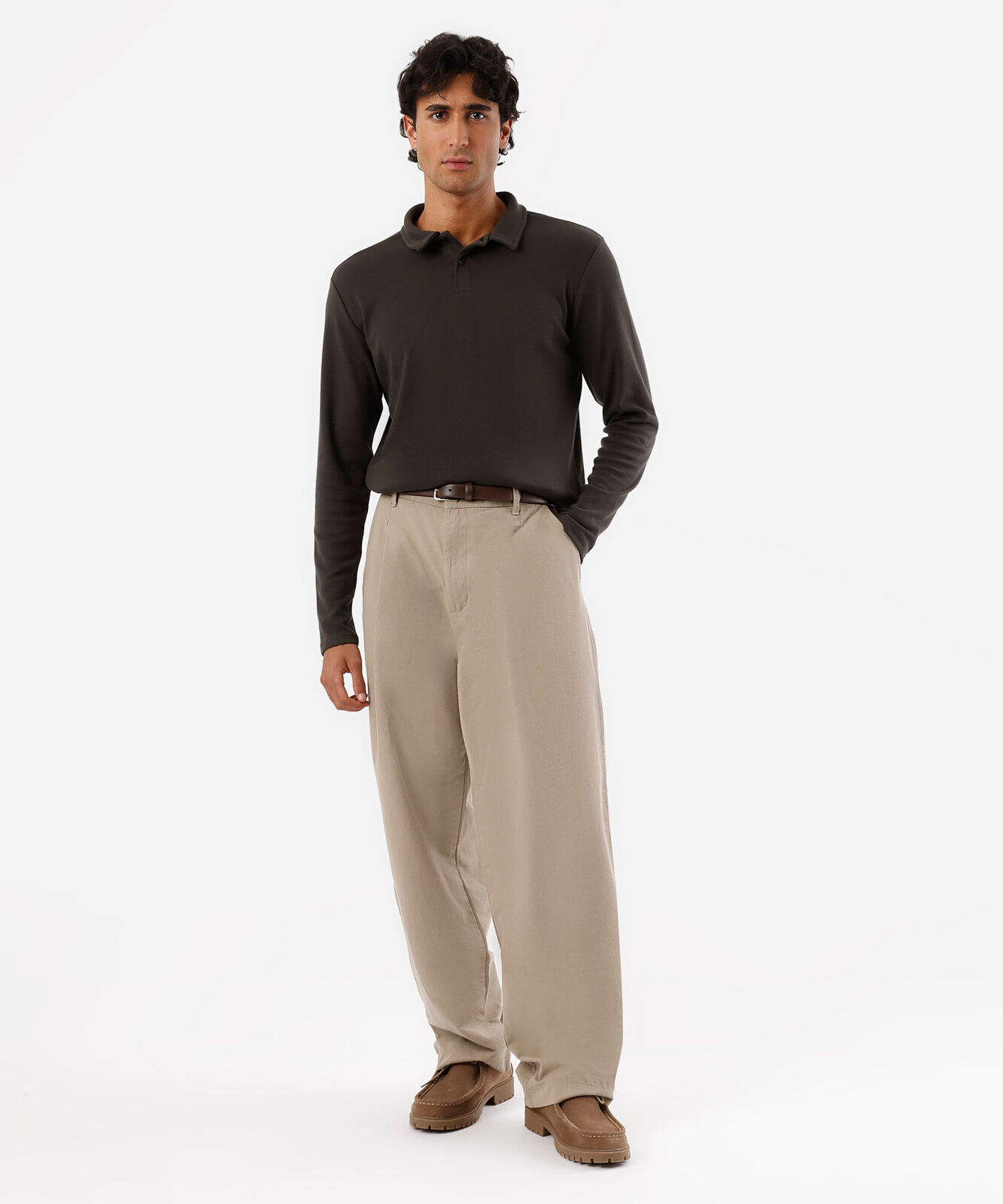 polo masculina com algodão manga longa verde
