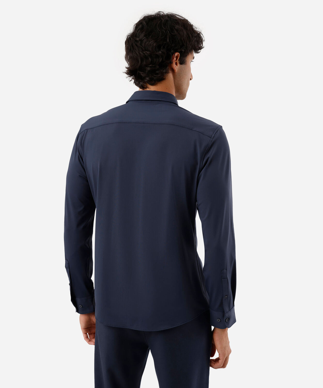 camisa slim fit masculina de poliamida manga longa azul