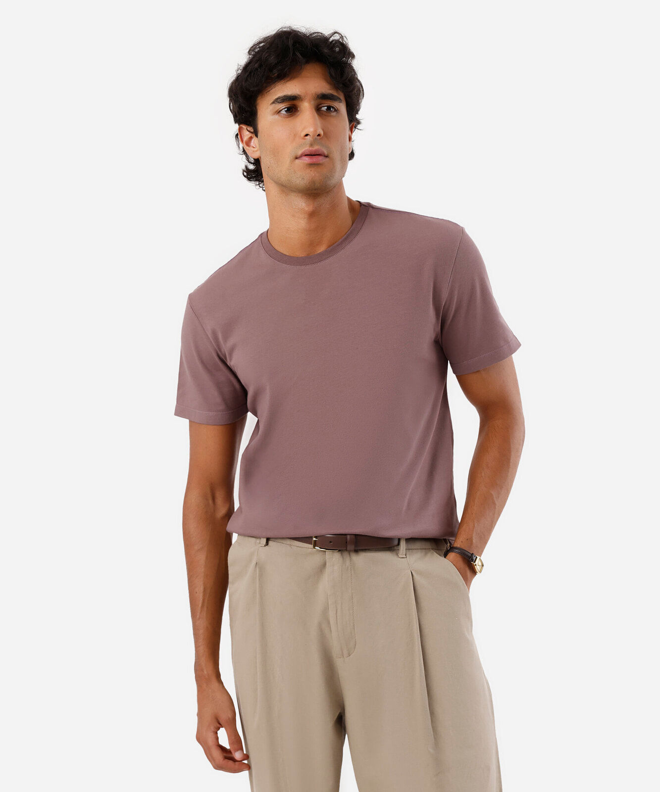 camiseta masculina de algodão básica manga curta rosa