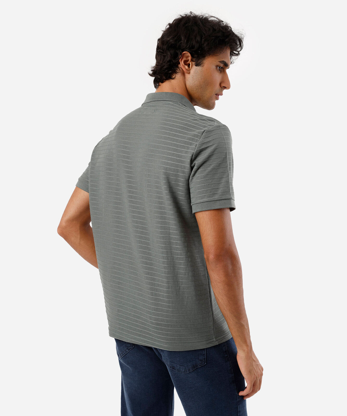 polo masculina com algodão manga curta texturizada verde