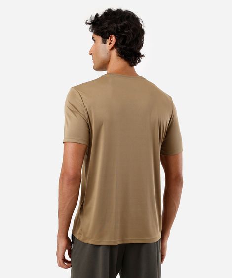 camiseta esportiva masculina manga curta estampada bege